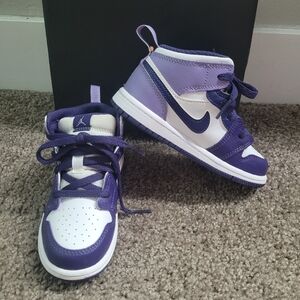 OFFERS✅️Toddler Girl Retro Jordan 1 Mid Purple Sneaker Shoes
